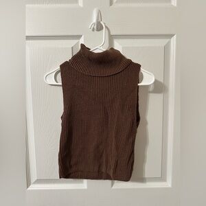 Le Lis Chocolate Sleeveless Turtleneck Sweater